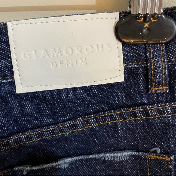 Glamorous Dark Blue Bleach Stonewash Denim Shorts, NWT - Picture 5 of 8